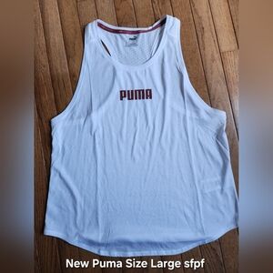 Puma White Sleeveless Top with Logo